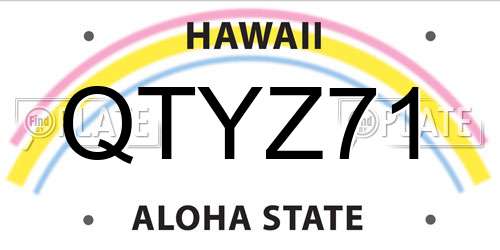 QTYZ71 Hawaii License Plate