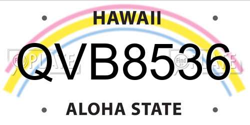 QVB8536 Hawaii License Plate