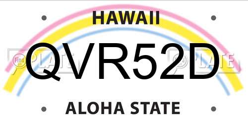 QVR52D Hawaii License Plate