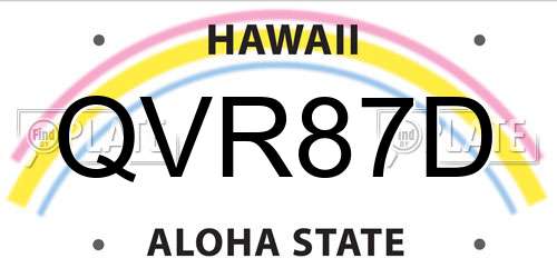 QVR87D Hawaii License Plate
