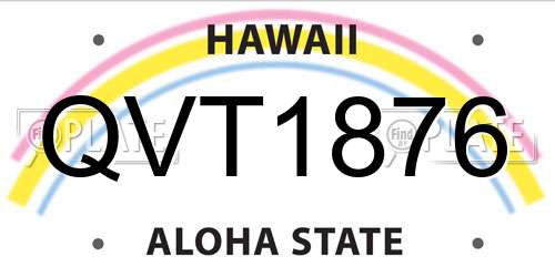 QVT1876 Hawaii License Plate
