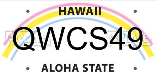 QWCS49 Hawaii License Plate