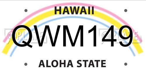 QWM149 Hawaii License Plate