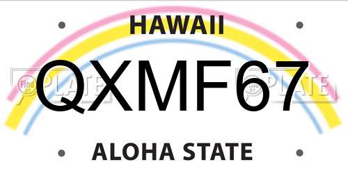 QXMF67 Hawaii License Plate