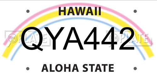 QYA442 Hawaii License Plate