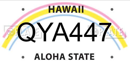 QYA447 Hawaii License Plate