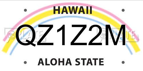 QZ1Z2M Hawaii License Plate