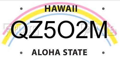QZ5O2M Hawaii License Plate