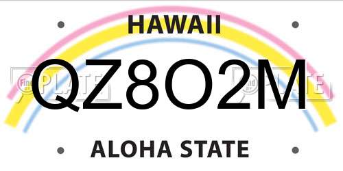 QZ8O2M Hawaii License Plate