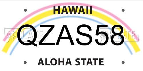 QZAS58 Hawaii License Plate