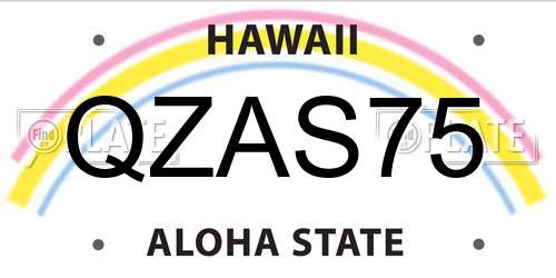 QZAS75 Hawaii License Plate