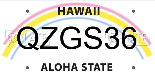 QZGS36 Hawaii License Plate