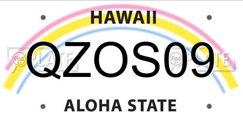 QZOS09 Hawaii License Plate