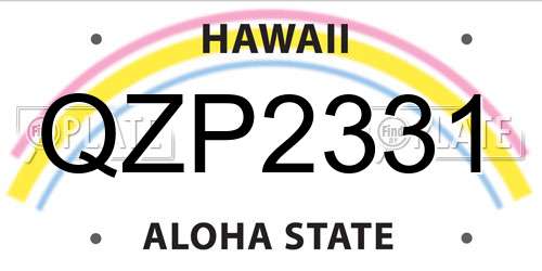 QZP2331 Hawaii License Plate