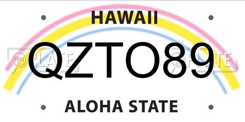 QZTO89 Hawaii License Plate