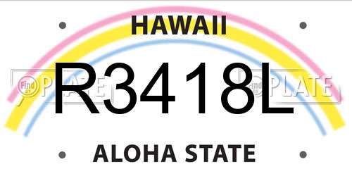 R3418L Hawaii License Plate