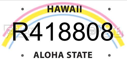 R418808 Hawaii License Plate