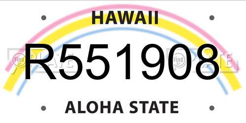R551908 Hawaii License Plate