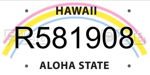 R581908 Hawaii License Plate