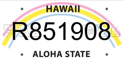R851908 Hawaii License Plate