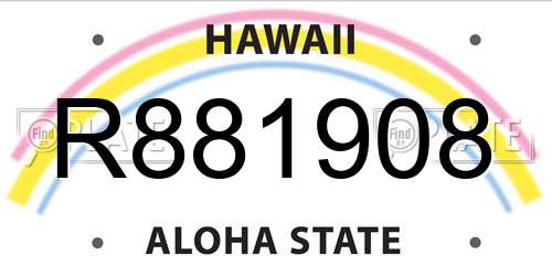 R881908 Hawaii License Plate