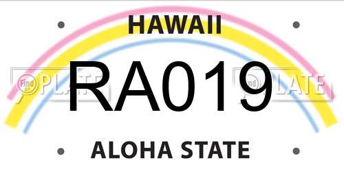 RA019 Hawaii License Plate