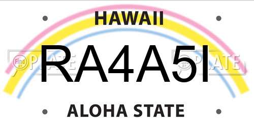 RA4A5I Hawaii License Plate