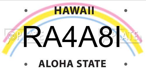 RA4A8I Hawaii License Plate