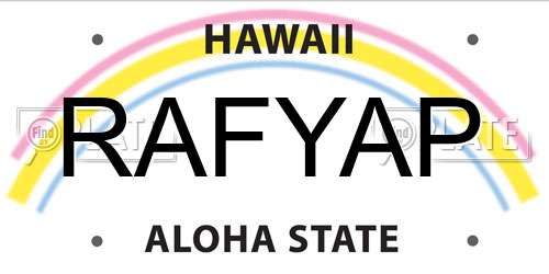 RAFYAP Hawaii License Plate
