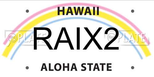 RAIX2 Hawaii License Plate