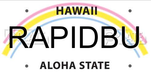 RAPIDBU Hawaii License Plate