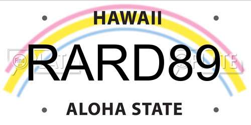 RARD89 Hawaii License Plate