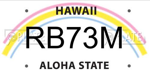 RB73M Hawaii License Plate