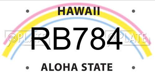RB784 Hawaii License Plate