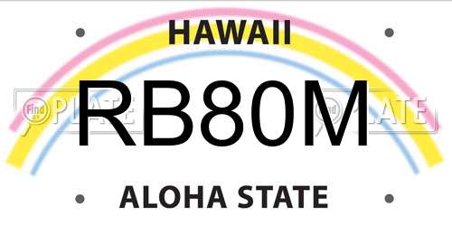 RB80M Hawaii License Plate