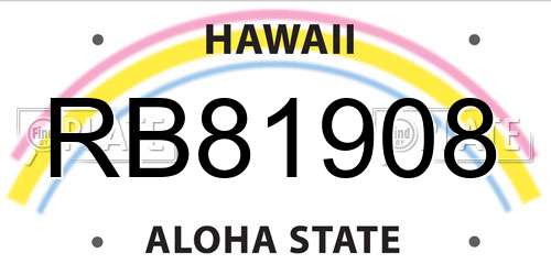 RB81908 Hawaii License Plate