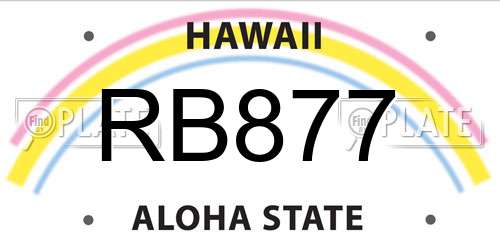 RB877 Hawaii License Plate