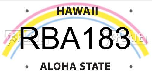 RBA183 Hawaii License Plate