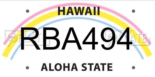 RBA494 Hawaii License Plate
