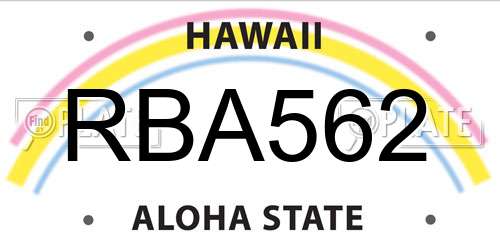 RBA562 Hawaii License Plate