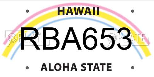 RBA653 Hawaii License Plate