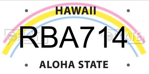 RBA714 Hawaii License Plate