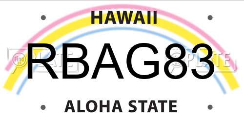 RBAG83 Hawaii License Plate