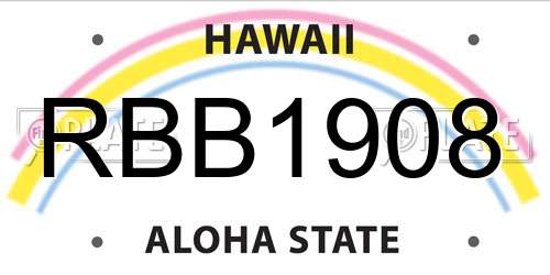RBB1908 Hawaii License Plate