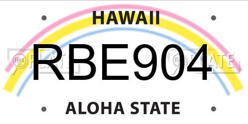 RBE904 Hawaii License Plate