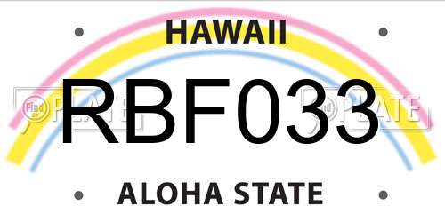 RBF033 Hawaii License Plate