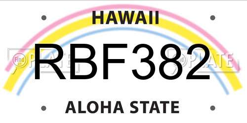 RBF382 Hawaii License Plate