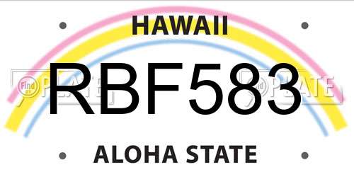 RBF583 Hawaii License Plate