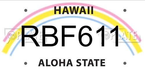 RBF611 Hawaii License Plate