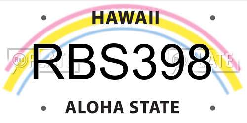 RBS398 Hawaii License Plate